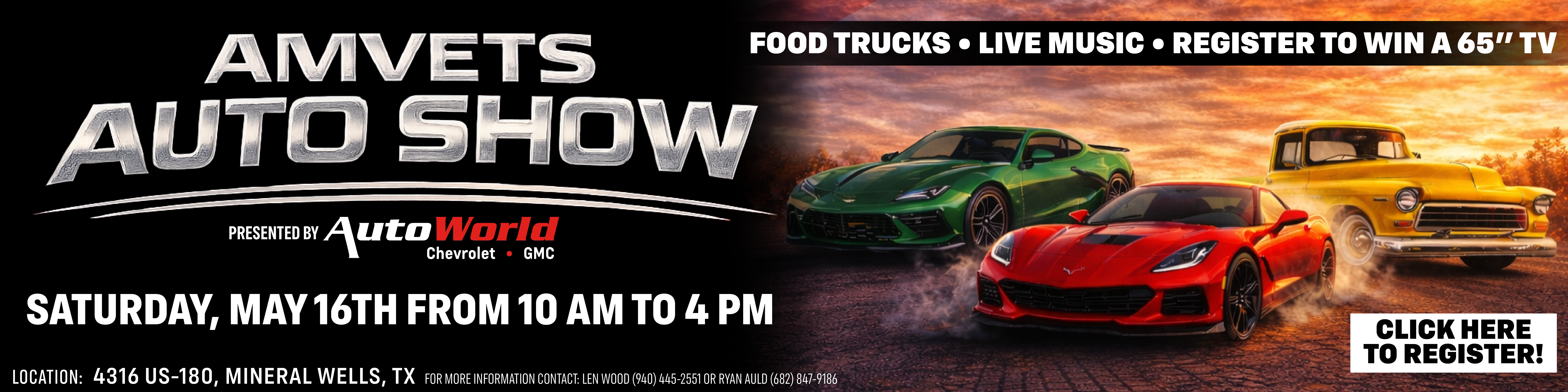 Register for the AMVETS Auto Show, Presented by AutoWorld