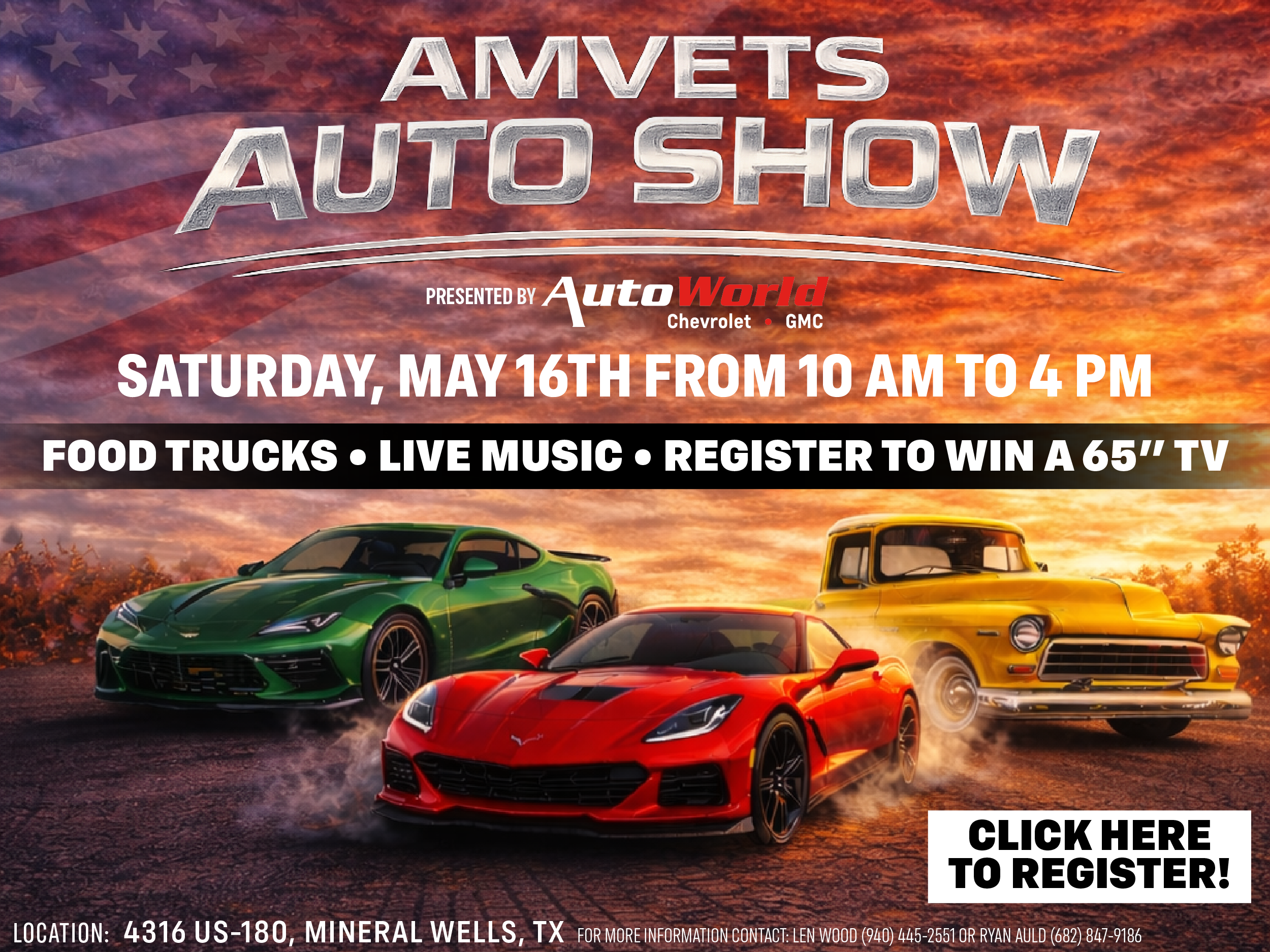 Register for the AMVETS Auto Show, Presented by AutoWorld